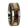 Size 9 Stainless Steel 4mm Reindeer Antler Inlay Ring